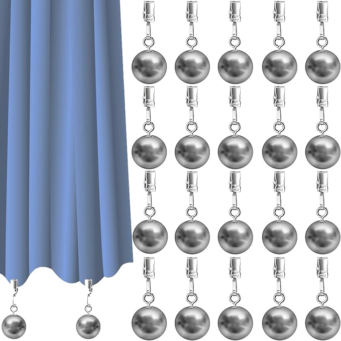 20 Pack Heavy Duty Curtain Weights, Heavy Weights for Outdoor Curtains of Pergola Patio Gazebo Cabana, Stainless Steel Weight Clip Down Curtain, Garden Flag, Shower Curtain, Tablecloth-VerdiqueGarden