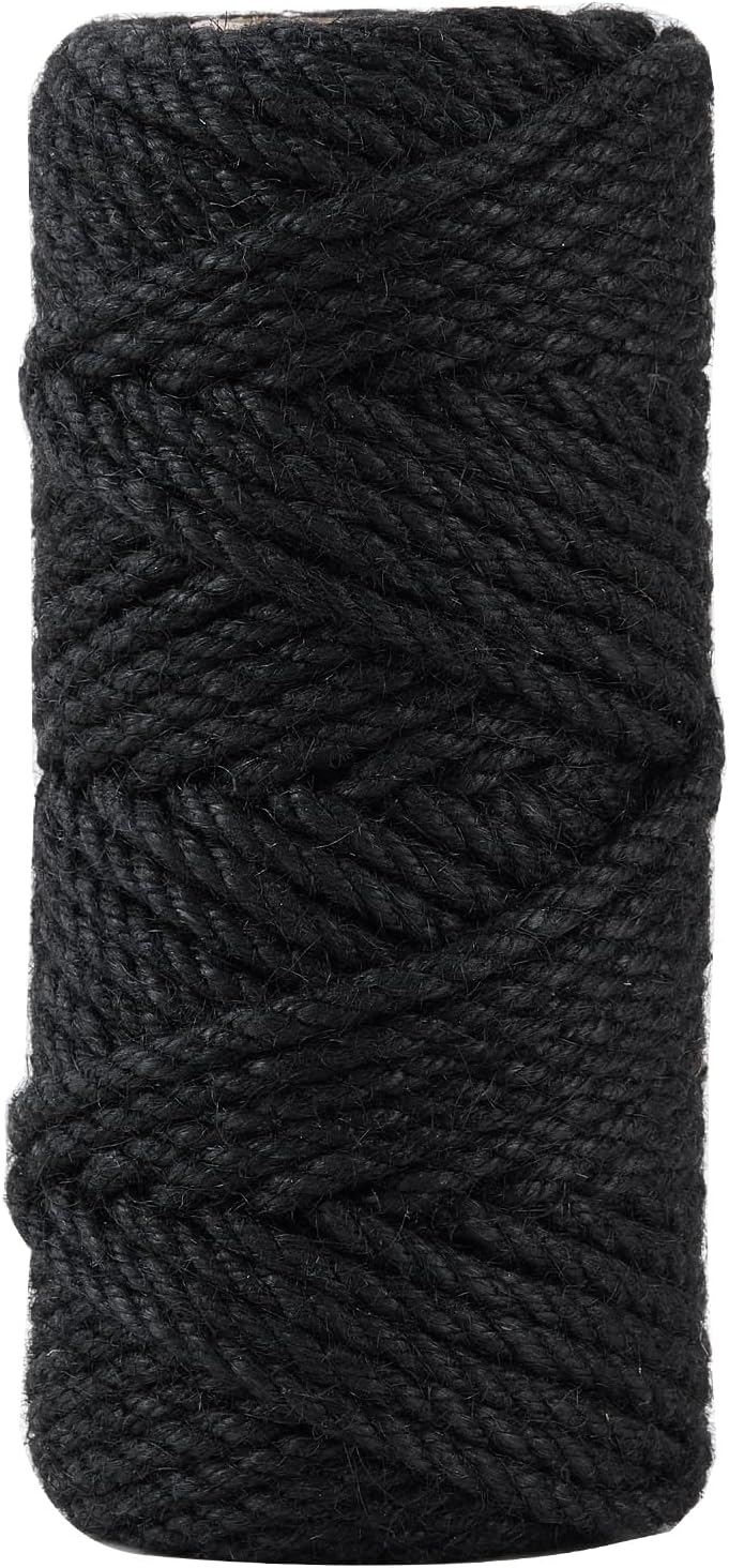 100 Feet 4mm Thick Black Natural Jute Twine, Garden Twine Heavy Duty Industrial Packing Materials String Wrapping, Arts, and Crafts, Halloween Wrapping, Gardening Applications-VerdiqueGarden