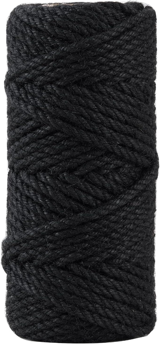 100 Feet 5mm Thick Black Natural Jute Twine, Garden Twine Heavy Duty Industrial Packing Materials String Wrapping, Arts, and Crafts, Halloween Wrapping, Gardening Applications-VerdiqueGarden