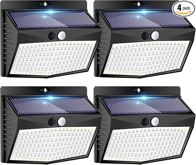 Solar Outdoor Lights, [138 LED/4 Packs] Solar Motion Sensor Security Lights with 3 Lighting Modes Solar Wall Lights Waterproof Solar Powered Lights for Garden Fence Yard Deck Garage-VerdiqueGarden