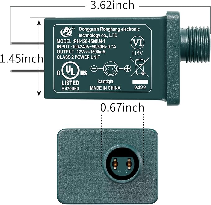 Replacement Yard Inflatable Adapter Power Supply Adaptor - 12V 1.0A 1Pcs -Inflatable Plug Replacement Class 2 Power Supply - Green - for Halloween Yard Blow Up Decorations-VerdiqueGarden
