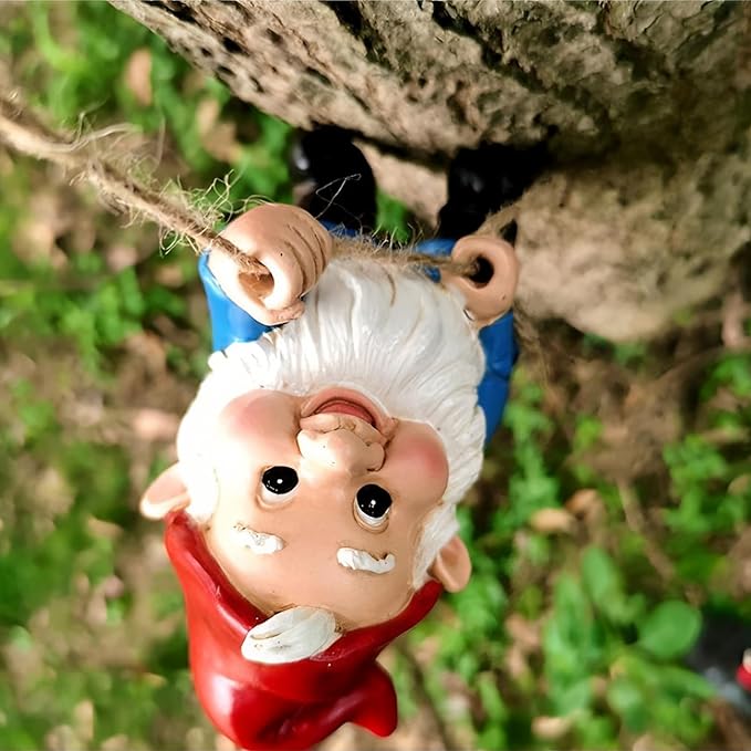Elenon Climbing Gnomes Tree Faces Decor Outdoor for Yard, Adorable Gnome Tree Hugger Fairy Door Statue for Tree, Funny Garden Tree Peeker Sculpture Yard Patio Art-VerdiqueGarden