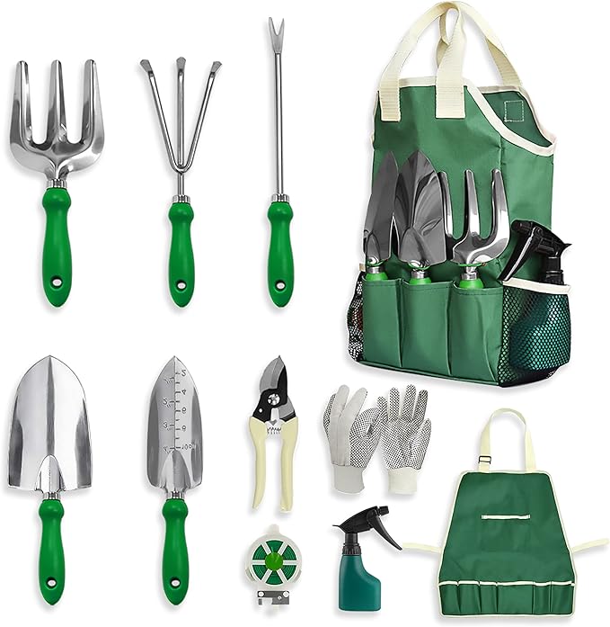 11-Piece Gardening Tool Set, Garden Tool Kit with Tote Bag, Adjustable Apron, and Gardening Accessories, Perfect Gardening Gifts for Women and Men-VerdiqueGarden
