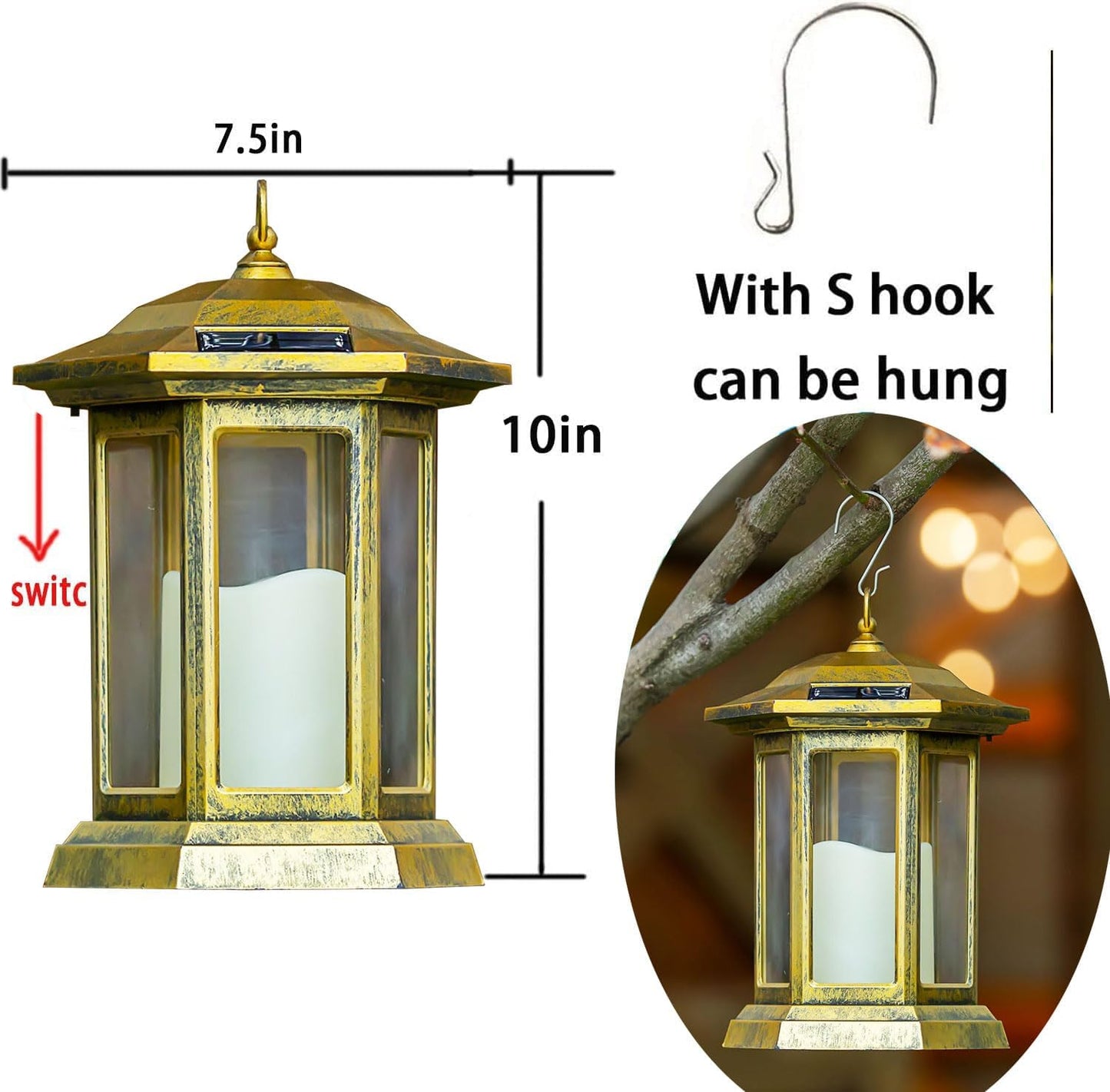 Solar Lantern Outdoor, Outdoor Hanging Candle Lanterns LED Lights - PVC Waterproof Solar Lights Decorative Lantern Lights for Table,Outdoor,Party…-VerdiqueGarden