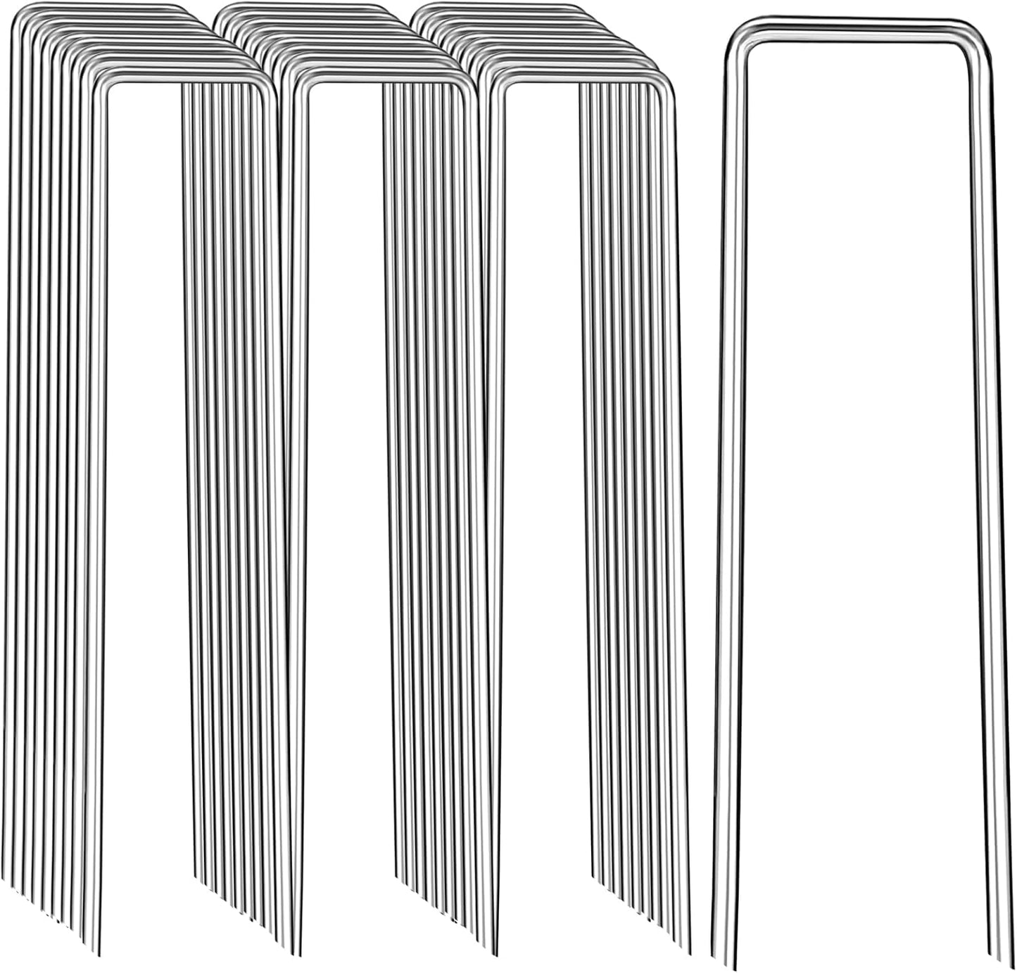 Landscape Staples 12 Inch, 100 Pack 8 Gauge Galvanized Garden Staples U-Shaped Landscape Stakes, Heavy Duty Ground Stakes for Outdoor Decorations, Weed Barrier Fabric, Irigation Tubing, Tent-VerdiqueGarden