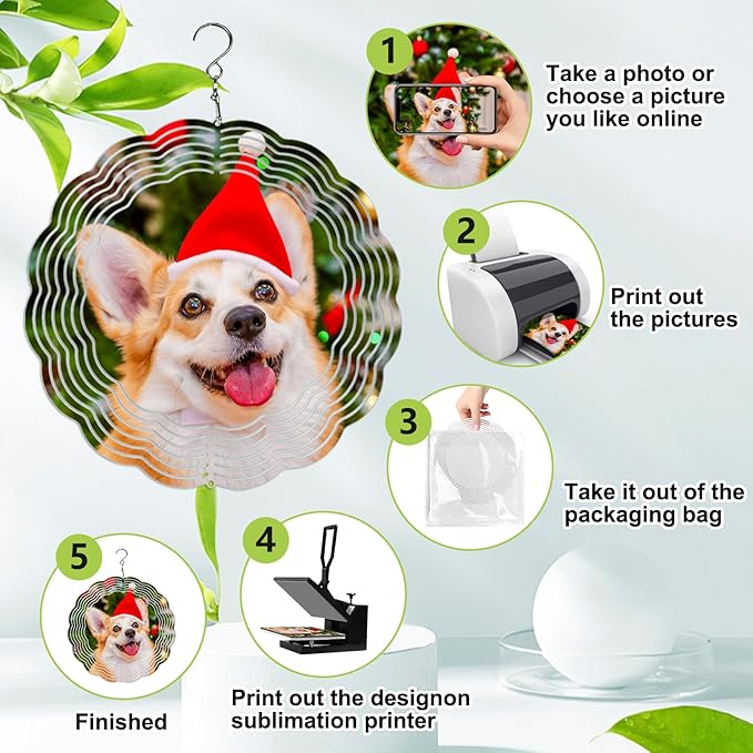 5 Pack Sublimation Wind Spinner Blanks 8 Inch,3D Wind Spinners Sublimation Blanks Products Bulk Aluminum Metal Sublimation Blank Wind Spinner for DIY Gift Indoor Outdoor Decoration-VerdiqueGarden