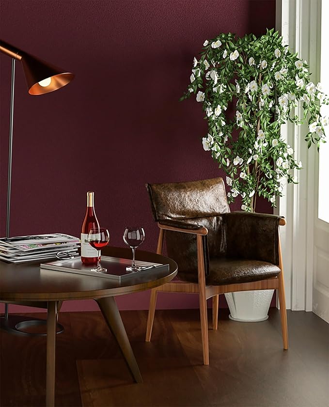 Dimoon 236''x17.7'' Red Peel and Stick Wallpaper Contact Paper Modern Self Adhesive Wall Paper Removable Renter Friendly Textured Solid Color Shelf Cabinet Vinyl Roll (236''x17.7'',Retro Red)-VerdiqueGarden