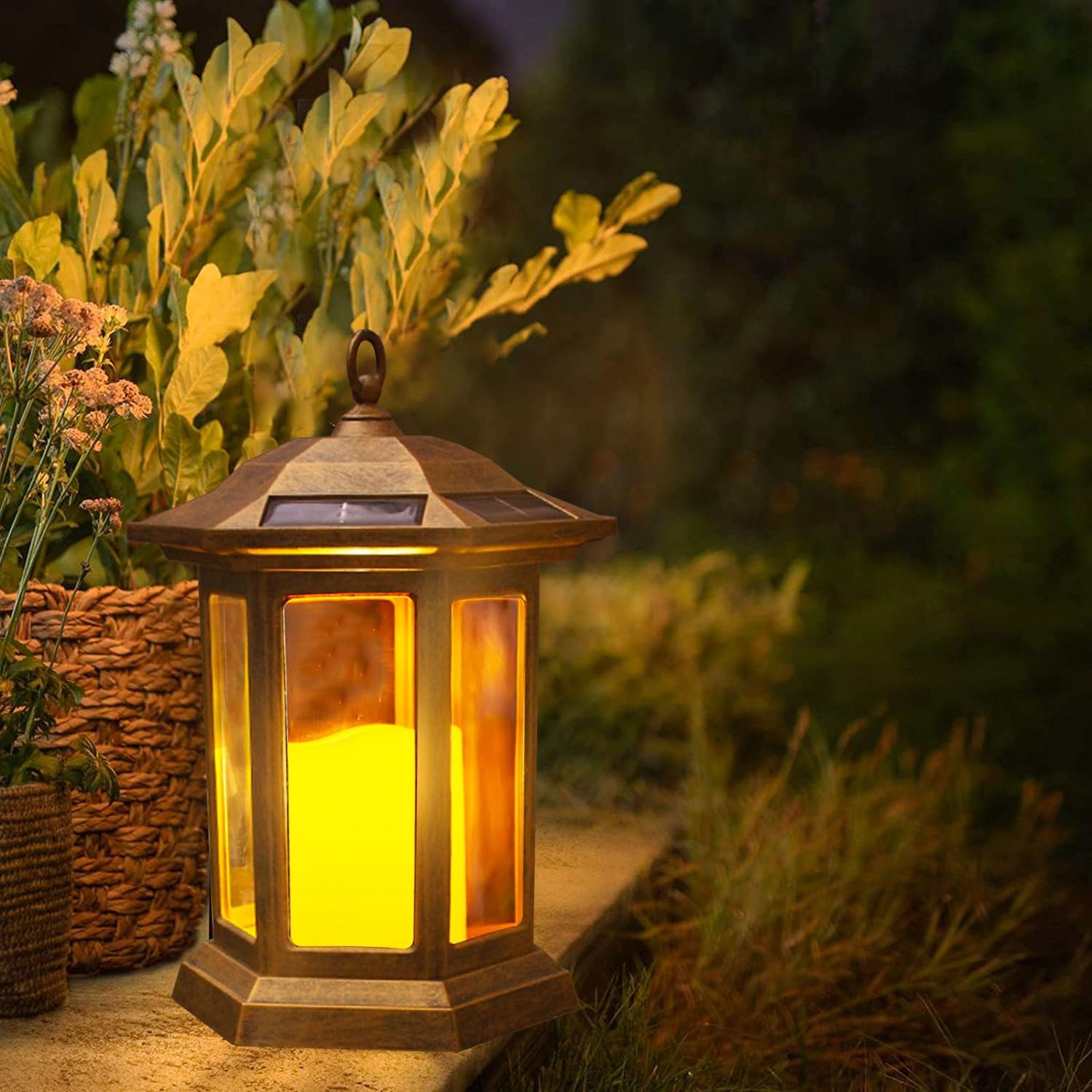 Solar Lantern Outdoor, Outdoor Hanging Candle Lanterns LED Lights - PVC Waterproof Solar Lights Decorative Lantern Lights for Table,Outdoor,Party…-VerdiqueGarden