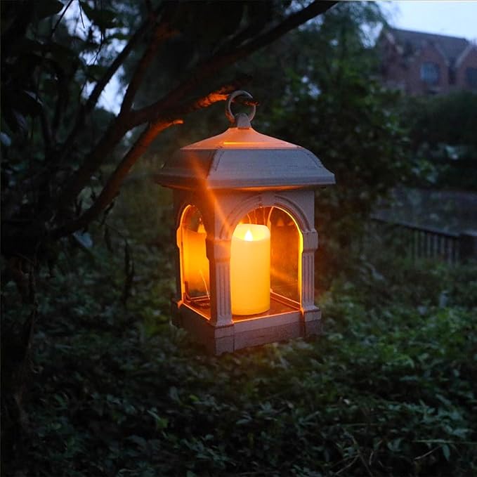 CANDLE CHOICE Waterproof Outdoor Battery Operated Flameless Candles with Timer Flickering Plastic Resin Electric LED Pillar Lights for Lantern Patio Garden Wedding Party Decorations 3x5 Inches 2 Pack-VerdiqueGarden