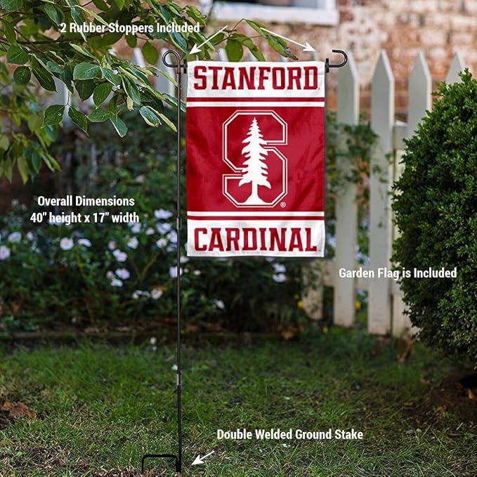 College Flags & Banners Co. Stanford Cardinal Garden Flag with Stand Holder-VerdiqueGarden