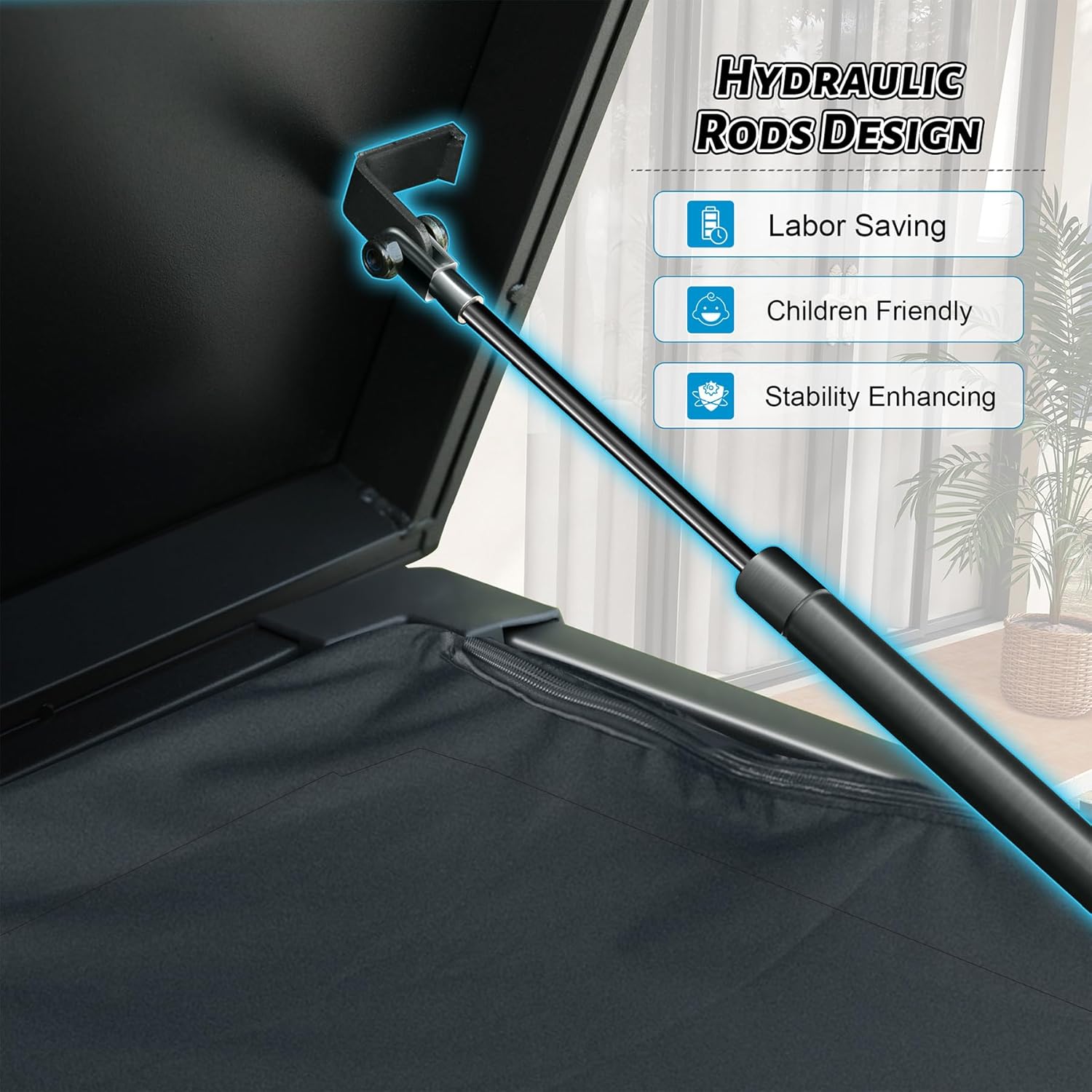 Outdoor Storage Box, 100 Gallon Metal Deck Box Built-in a Oxford Fabric Storage Bag, Lockable & Waterproof Outside Patio Storage Box for Cushions, Tools, Pool Floats- Grey-VerdiqueGarden