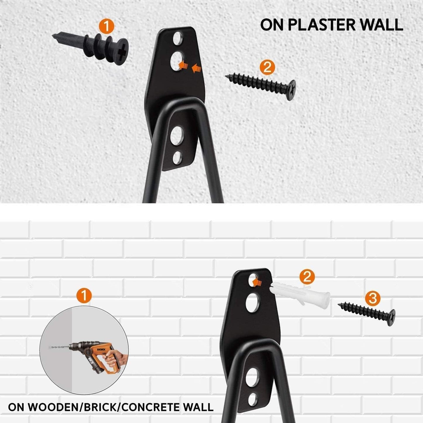 SMARTOLOGY Heavy-Duty Utility Hooks, Wall Hanger, Small 2 Pack, 3 inch Long 2.5 inch Wide, for Garage, Indoor and Outdoor, Ladder Hanger Accessories-VerdiqueGarden