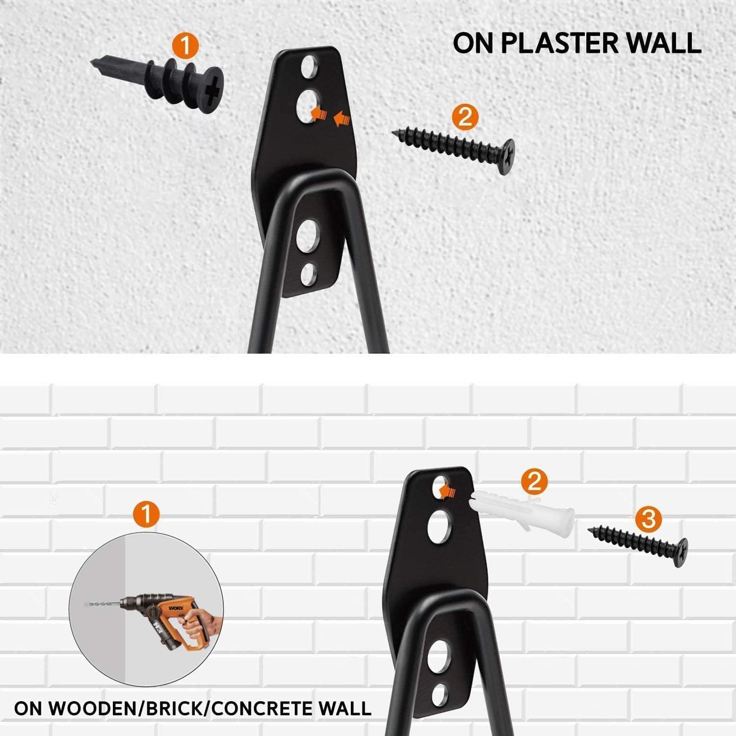 SMARTOLOGY Heavy-Duty Utility Hooks, Wall Hanger, Small 2 Pack, 3 inch Long 2.5 inch Wide, for Garage, Indoor and Outdoor, Ladder Hanger Accessories-VerdiqueGarden