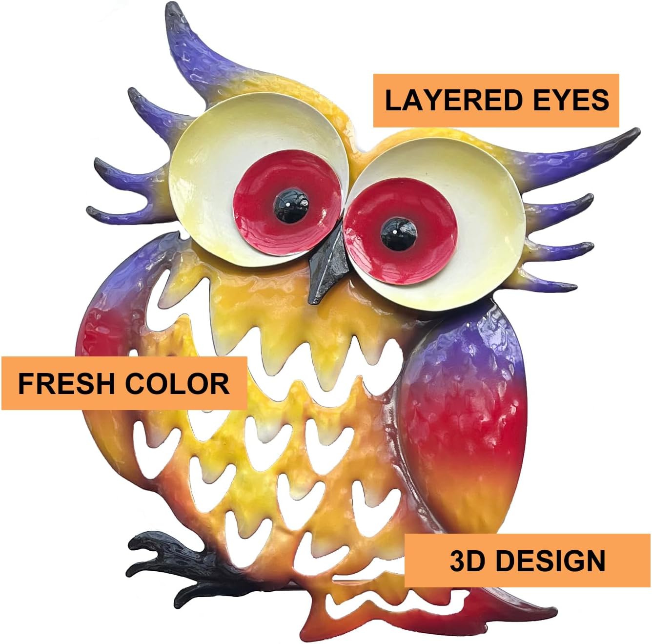 Pack of 2 Metal Fresh Color Owl Garden Statues Silhouette Couple Stakes Decorative Outdoor Animal Sculptures for Yard Décor and Lawn Ornaments-VerdiqueGarden