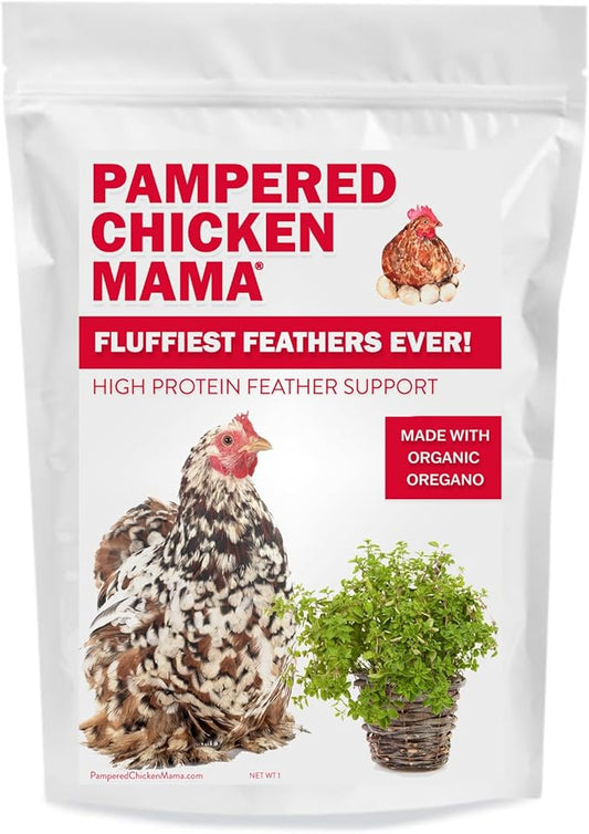 Pampered Chicken Mama Backyard Chicken Molting Supplement: Fluffiest Feathers Ever Backyard Chicken Feed and Supplies for Hens (6 Pound Economy Size)-VerdiqueGarden