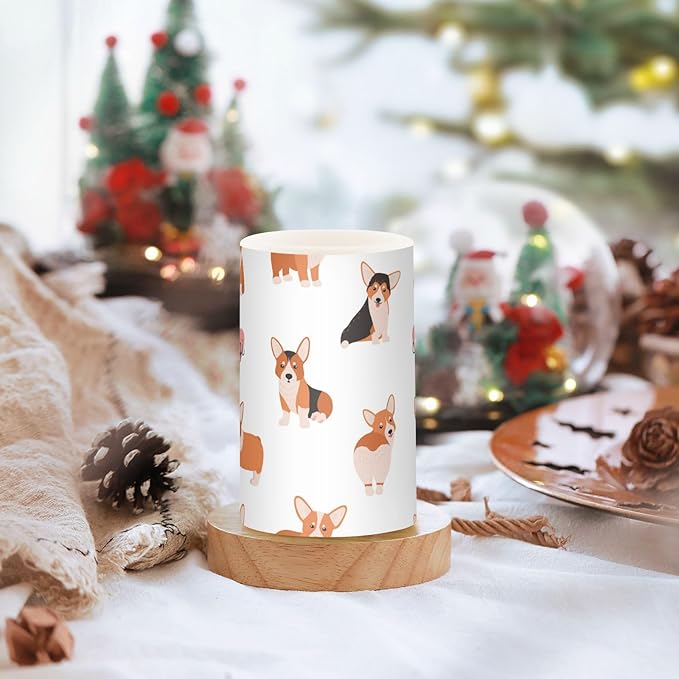 Vdsrup Flameless Candles Set of 2 Funny Welsh Corgi LED Candles with Timer Battery Operated Dog Candle Lights Flickering with Remote for Home Bedroom Decor-VerdiqueGarden
