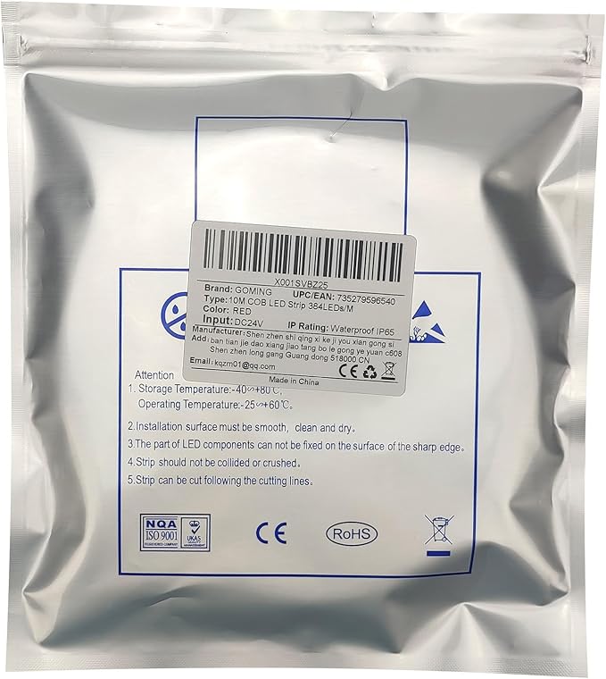 32.8ft(10M) DC 24V Red COB LED Strip Light IP65 Waterproof 3840LEDs Uniform Glow Dotless Flexible LED Tape Lights for DIY Garden Backyard Hallways Stairs Decoration(No Power Supply)-VerdiqueGarden