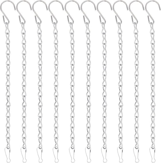 10 Pack 9.5 Inch Silver Hanging Chains for Hanging Bird Feeders, Bird Houses, Planters, Baskets, Birdbaths, Lanterns, Wind Chimes, Billboards, Signs and Ornaments-VerdiqueGarden