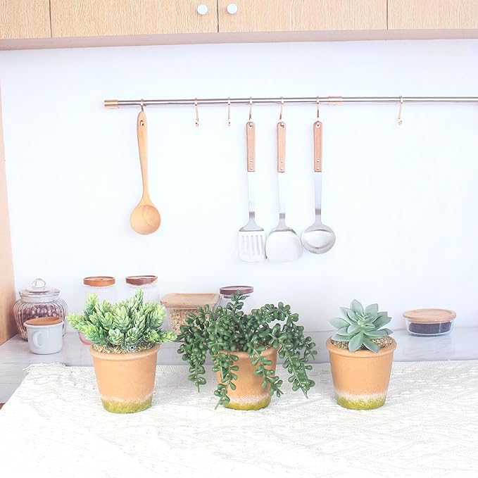 3 Pcs Artificial Succulent Plants Potted False Succulent Plants Potted Faux Potted Plant Family Office Bookshelf Decor-VerdiqueGarden