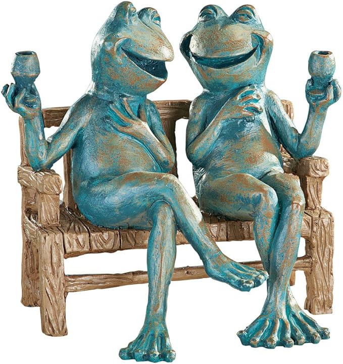 Snoogg 454dgs Happy Hour Frogs Garden Statue, Red-VerdiqueGarden