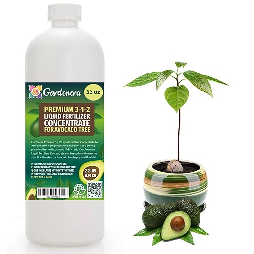 Premium Liquid Avocado Plant Fertilizer - 3-1-2 Concentrate for Indoor Plants and Flowers by Gardenera | Organic Plant Food for Avocado Trees - 32oz-VerdiqueGarden