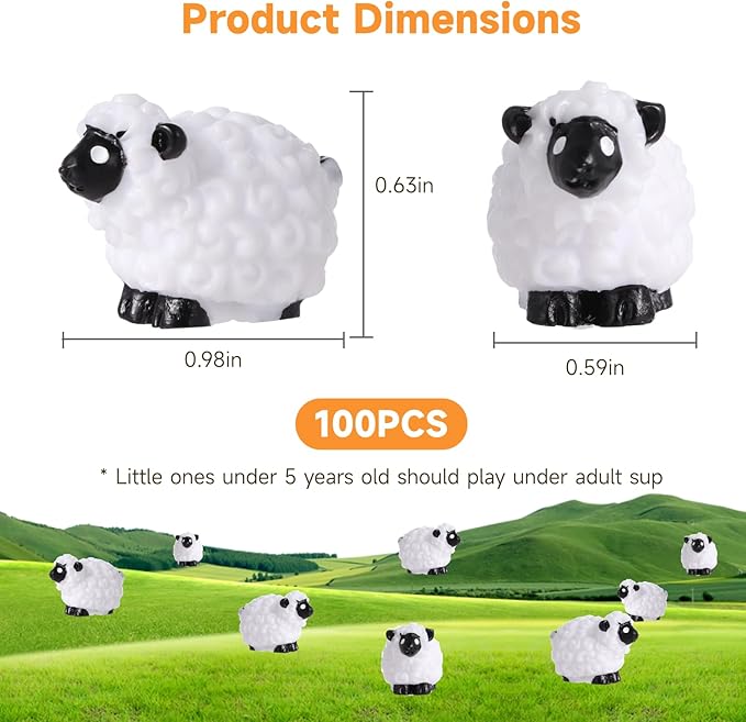 100Pcs Mini White Sheep Figurines, Miniature Resin Sheep Figurines, Mini Cute Resin White Sheep Ornaments, Little Outdoor Moss Landscape Figurines, Tiny Fairy Garden Animal Cake Toppers-VerdiqueGarden