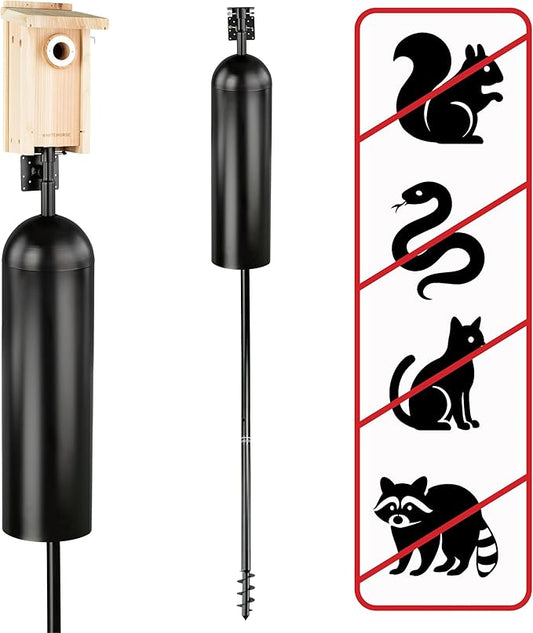 WHITEHORSE Bird House Pole with Baffle- A Professional Squirrel Proof Bird Feeder Pole - Very Sturdy Against Strong Winds - Bird House Poles for Outdoors - Pole for Bird Feeders - Bluebird House Pole-VerdiqueGarden