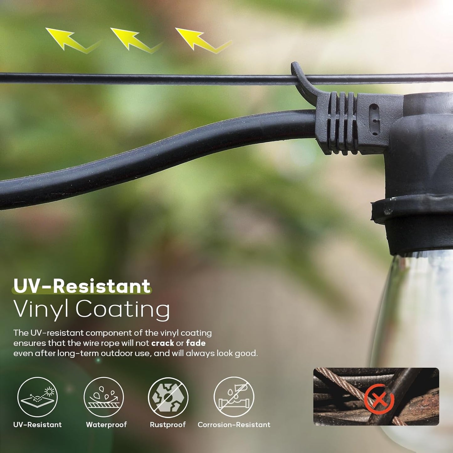 Vinyl Coated Wire Rope 1/16 Inch Overmolded to 3/32 Inch, 1000FT 304 Stainless Steel Cable with 300 Pcs Crimping Sleeves for String Light Hanging Kit, Clotheslines and Trellis Wire-VerdiqueGarden