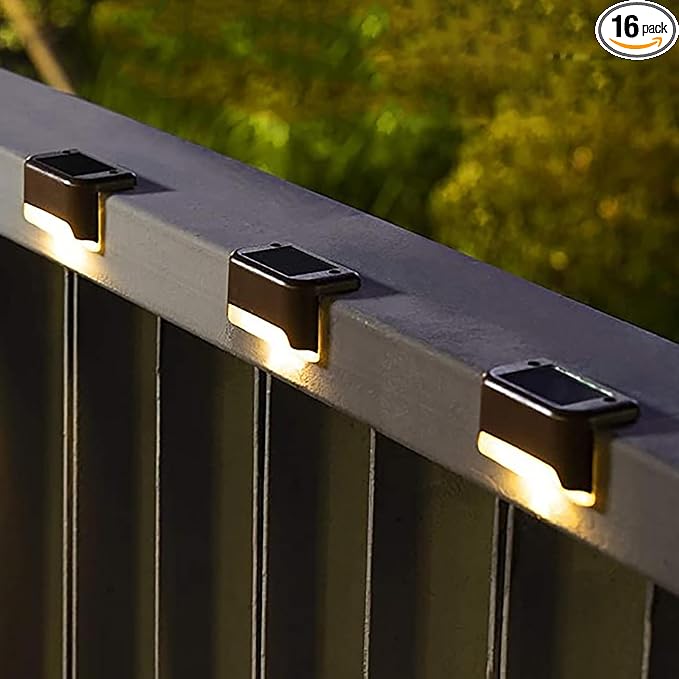 SOLPEX Solar Deck Lights Outdoor 16 Pack, Solar Step Lights Waterproof Led Solar lights for Outdoor Stairs, Step , Fence, Yard, Patio, and Pathway(Warm White)-VerdiqueGarden