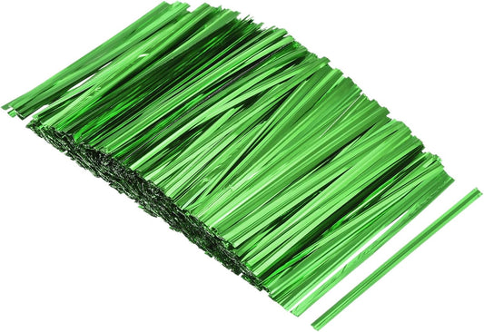 MECCANIXITY Foil Twist Ties 3" 8cm Metallic Plastic Closure Tie for Tying Bread, Candy, Cookies, Gift Bags Arts Crafts Ties Green Pack of 750-VerdiqueGarden