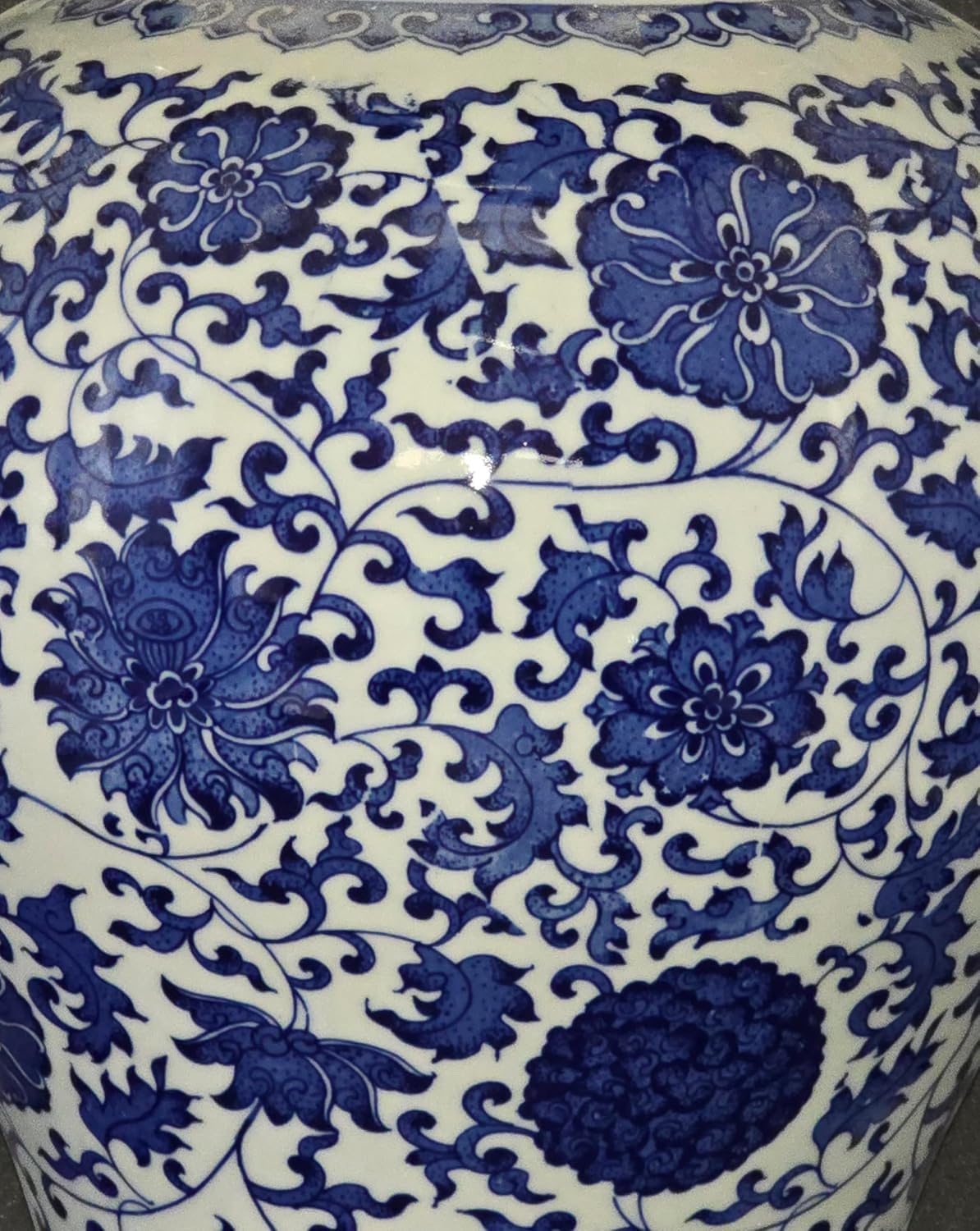 24" Classic Blue and White Floral Porcelain Ceramic Temple Ginger Jar Vase, Large China Qing Style (Blue and White 24-5)-VerdiqueGarden