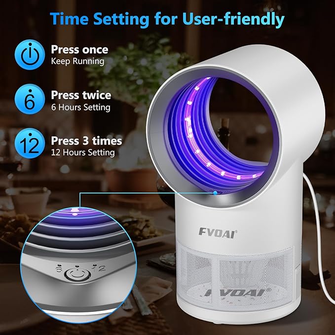 Fruit Fly Trap for Indoors, Fly Traps Indoor for Home Indoor Insect Trap with Suction, Time Setting, Bug Light & 10 Pcs Sticky Glue Boards (White)-VerdiqueGarden