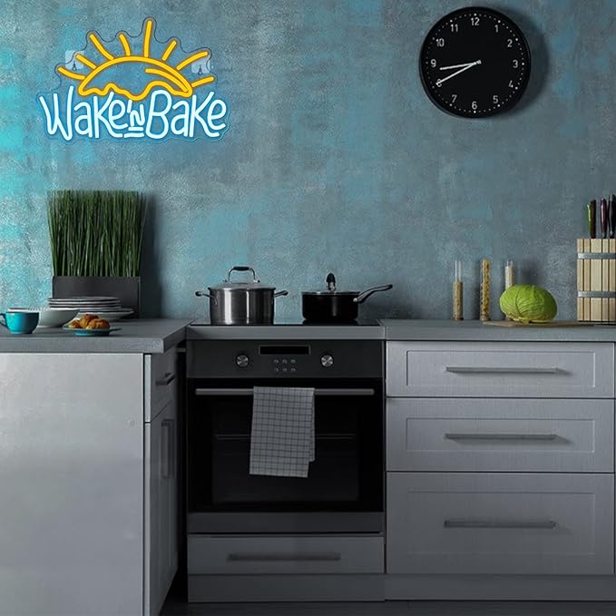 WLHOPE Wake in Bake Neon Signs Yellow Blue LED Neon Signs for Wall Decor, USB Fried Eggs Neon Light Letter Bakeing Neon Sign for Bedroom Home Kitchen Cake Baking Shops Cafes Birthday Party-VerdiqueGarden