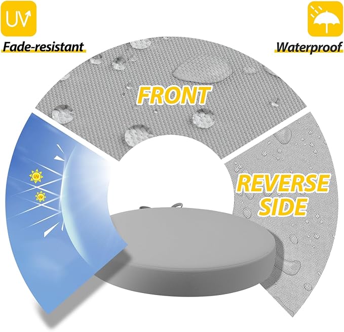 AAAAAcessories Outdoor Seat Cushions for Chairs, Waterproof, Fade-Resistant Patio Furniture Replacement Cushions, 15" x 15" x 2", Set of 2, Gray-VerdiqueGarden