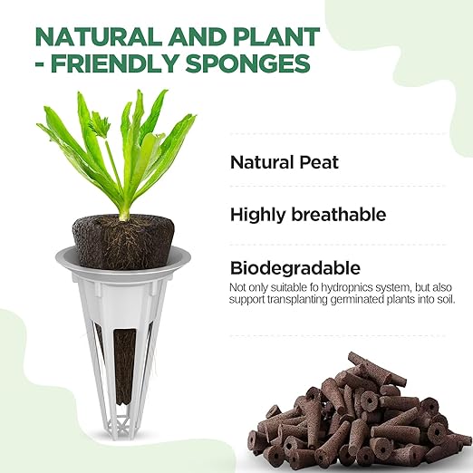 LETPOT 200 Pcs Seed Pod Kits, Replacement Root Growth Sponges Seed Pods, Seed Starter Sponges Kit for Hydroponic Indoor Garden System with 100 Sponges, 100 Stickers-VerdiqueGarden
