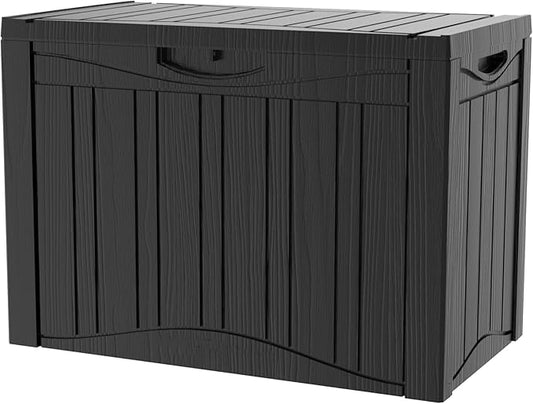 45 Gallon Outdoor Storage Box Waterproof Lockable Resin Deck Box Large, Patio Storage Bin for Pool Accessories Cushion Furniture, Garden Tools, UV-Resistant Outside Delivery Black-VerdiqueGarden
