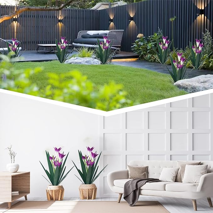 Homight Metal Agave Plant Outdoor Decoration Outdoor Garden Decoration Lily Mexican Yard Art Plant Garden Agave Lily Decorative Garden Gift (3 Big Purple Lilies), HM-390-345-VerdiqueGarden