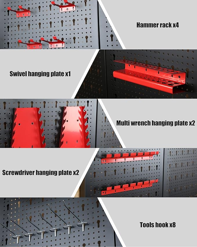 48inch Workbench with Peg Board, Multipurpose Tool Organizer and Work Bench with Double Storage Platform, Workbench in Garage Workshop (48" x 24" x 61")-VerdiqueGarden