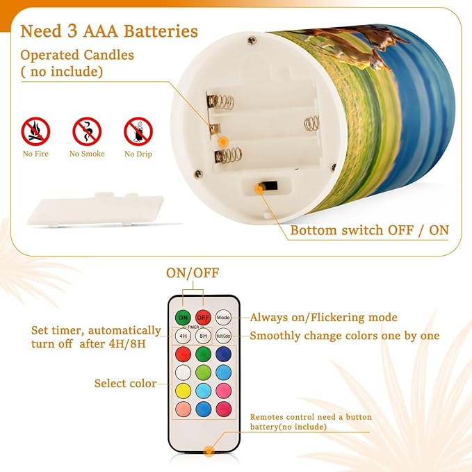 Flickering Flameless Candles, Beautiful Horses Summer Field LED Candles with Remote Timer, Set of 2 Battery Operated Candle for Valentine Wedding Birthday-VerdiqueGarden