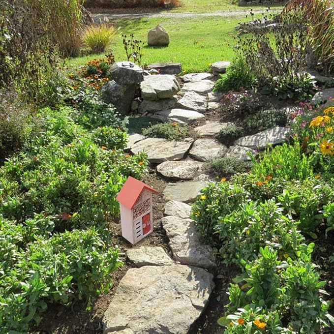 Lulu Home Wooden Insect House, Hanging Insect Hotel for Bee, Butterfly, Ladybirds, Beneficial Insect Habitat, Bug Hotel Garden, 10.4 X 3.4 X 5.4 Inch-VerdiqueGarden