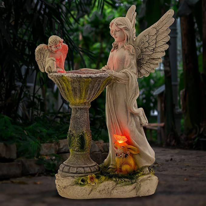 Solar Garden Statues-Angel Outdoor Statues with Color Changing Lights,Garden Sculptures & Statues,Resin Garden Statues Outdoor Clearance for Garden Decor-VerdiqueGarden