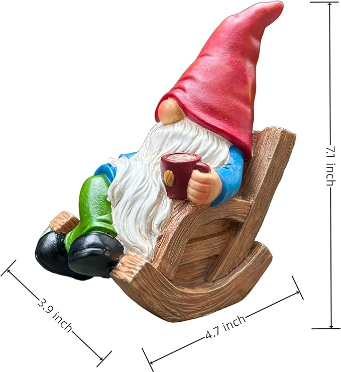 Drinking Coffee Faceless Garden Gnome Statue Decoration 7.1" Figurine Ornament for Indoor Outdoor Home Patio Yard Lawn-VerdiqueGarden