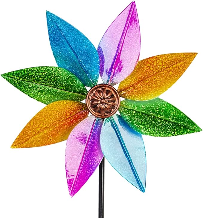 DREAMYSOUL Colorful Wind Spinner 38Inches, Metal Garden Pinwheels for Yard and Garden, Decorative Wind Spinners for Outdoor Patio Yard Lawn-VerdiqueGarden