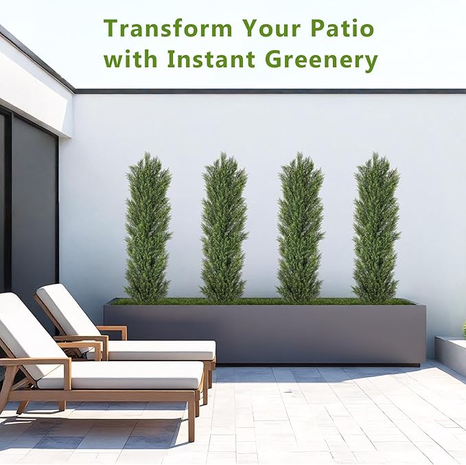 THE BLOOM TIMES 6ft Tall Topiary Trees Artificial Outdoor – UV Resistant Faux Cedar Pine Cypress Bushes and Shrubs, Fake Potted Plants for Front Porch Outside Planter Patio Decor, Set of 2 (6 Foot)-VerdiqueGarden