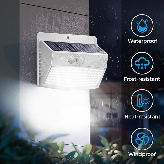 Solar Lights Outdoor Motion Sensor [138 LED/10 Packs] Solar Security Lights with 3 Lighting Modes Solar Wall Lights Waterproof Solar Powered Lights for Garden Fence Yard Deck, White-VerdiqueGarden