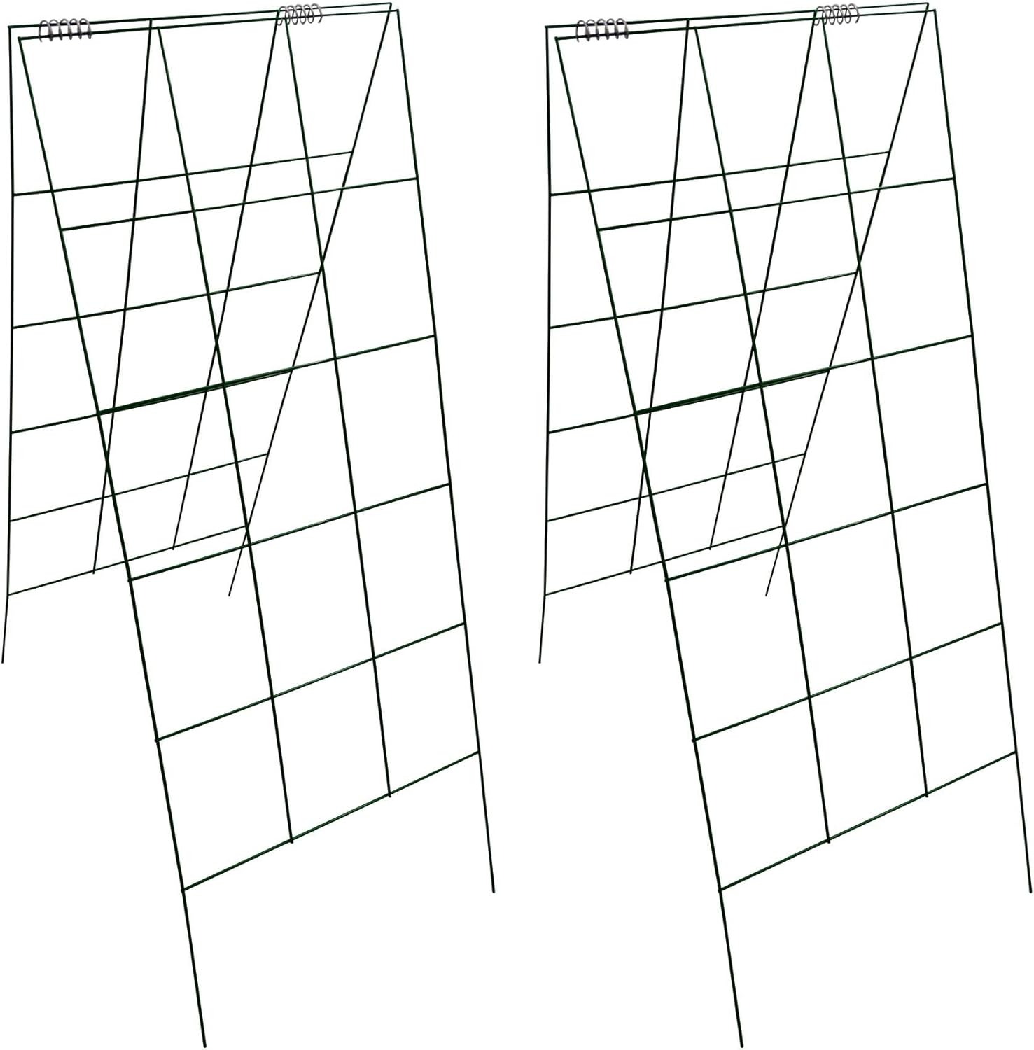 Garden Cucumber Trellis A-Frame Folding Plant Trellis 46 Inch by 18 Inch for Climbing Vegetables Flowers Green 2 Pack with Clips and Cable Ties-VerdiqueGarden
