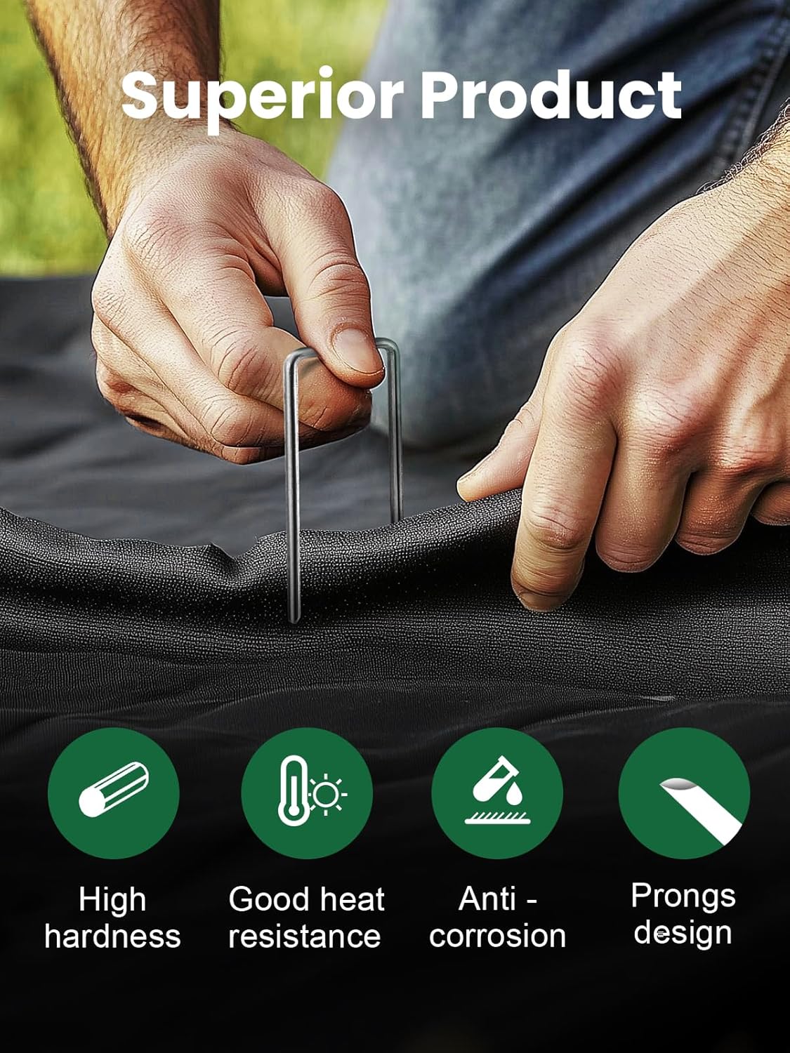 GROWNEER Landscape Staples Anti-Rust, 6 Inch 150pcs Garden Stakes, Galvanized Garden Staples, SOD Pins Yard Stakes for Securing Weed Fabric Barrier, Ground Cover, Artificial Turf, Dog Fence-VerdiqueGarden