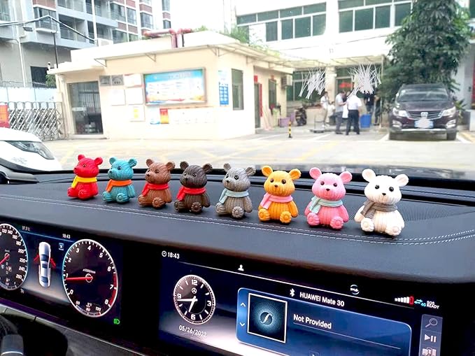 8Pcs Mini Resin Teddy Bear Figurines Cute Scarf Bears Desktop Ornaments Car Interior Decoration Garden FigurinesTiny Bear Statues Animals Sculpture Micro Landscape-VerdiqueGarden