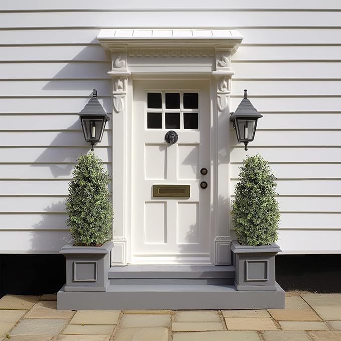 35inch Artificial Topiary Boxwood Tree, Faux Plants Outdoor 2 Packs Fake Bushes Faux Shrub, Artificial Topiary for Outdoors for Home Decor Indoor Front Porch-VerdiqueGarden