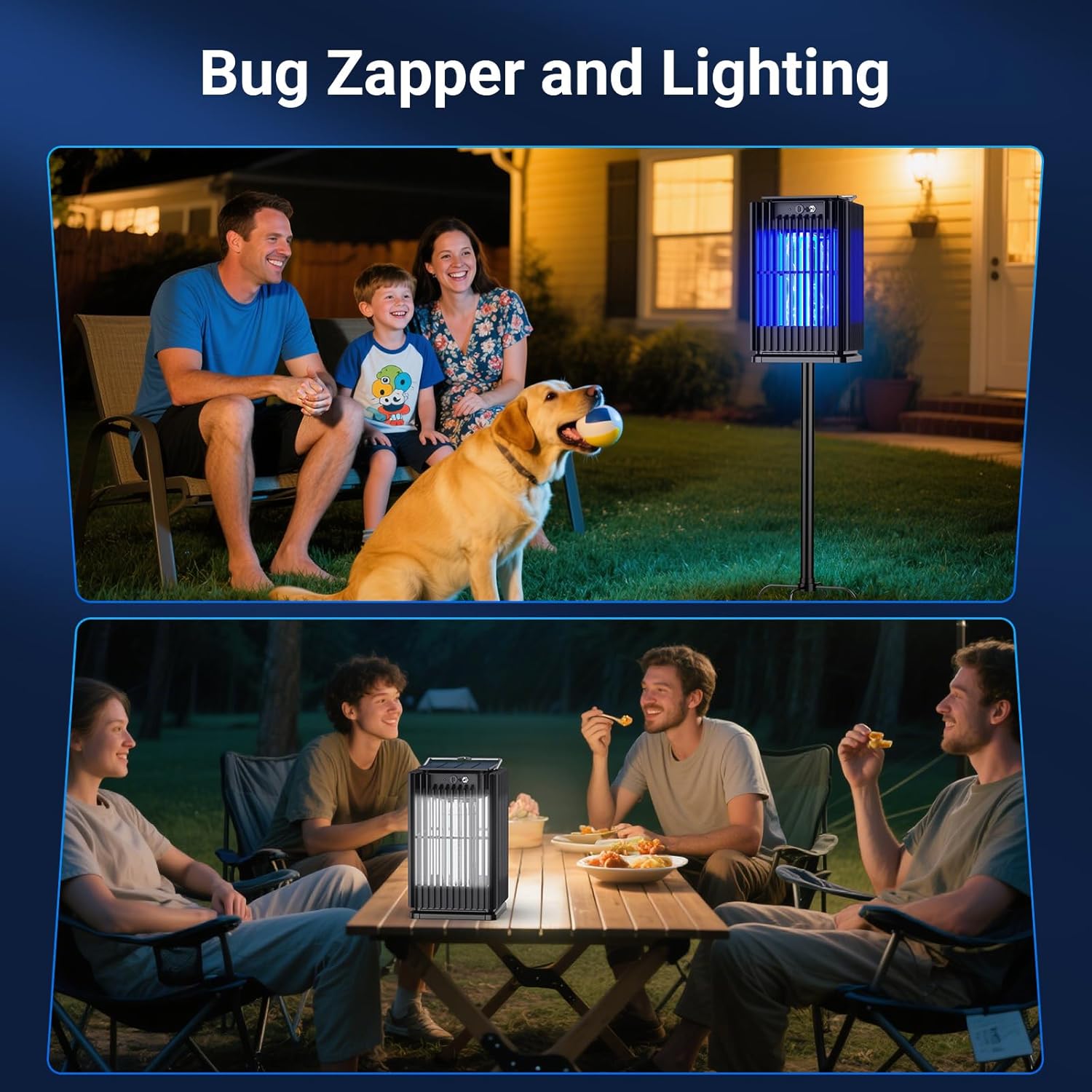 Solar Bug Zapper Outdoor Waterproof, Solar Mosquito Zapper Outdoor with Ground Bracket, Cordless Fly Zapper with Illuminated Light, 5000mAh Rechargeable Mosquito Killer-VerdiqueGarden
